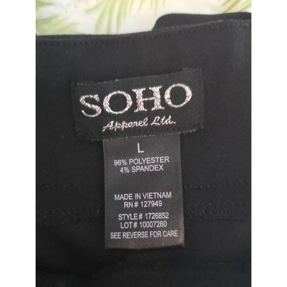 Soho Black Skinny Ponte Pants with Zip Accent